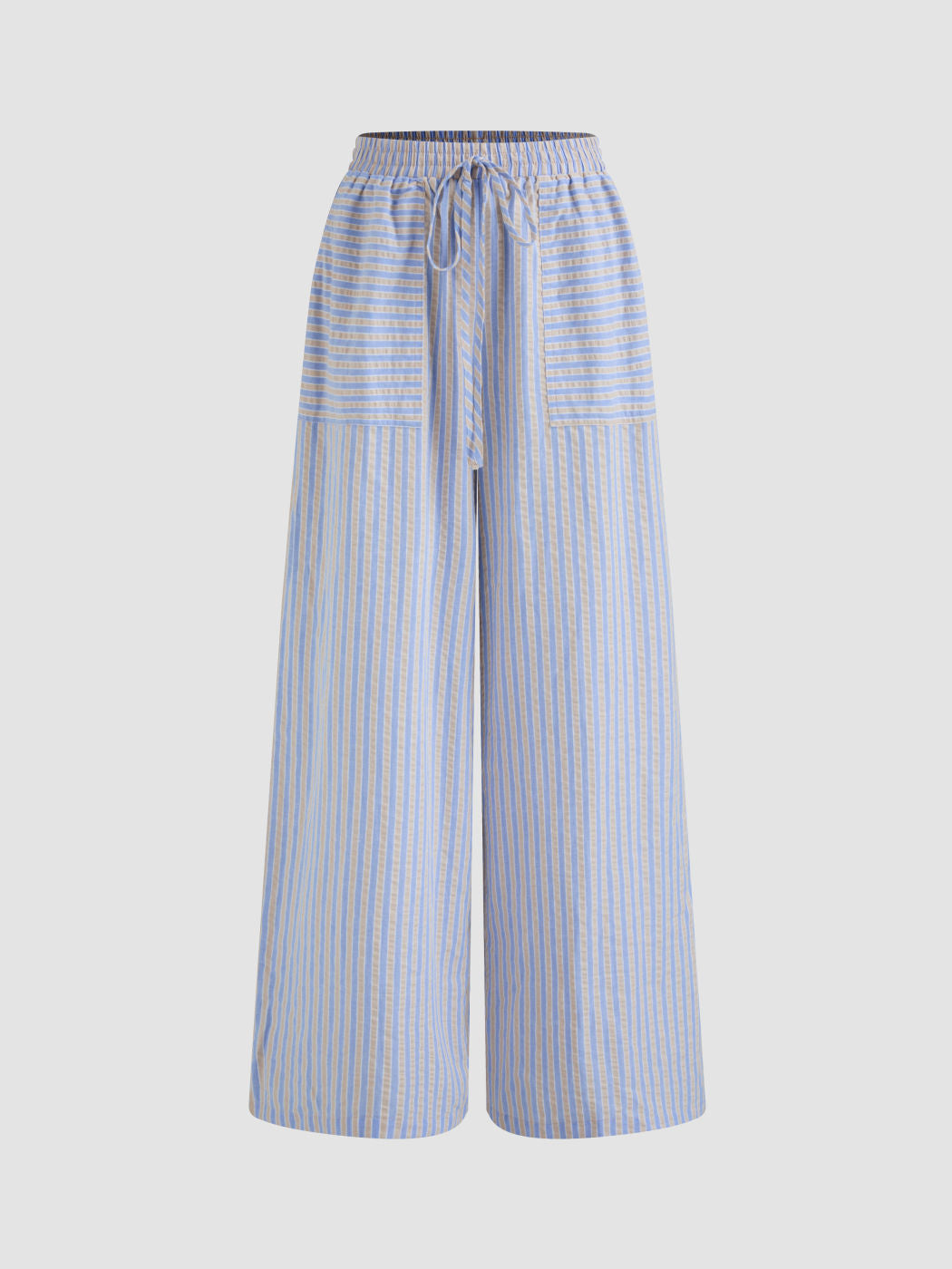 Seersucker & Striped Wide Leg Pant