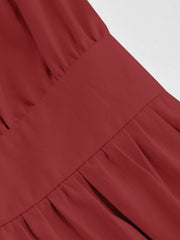Cotton-blend Asymmetrical Neck Solid Ruffle Midi Dress