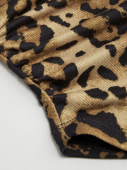 Boat Neck Leopard Ruched Tank Top