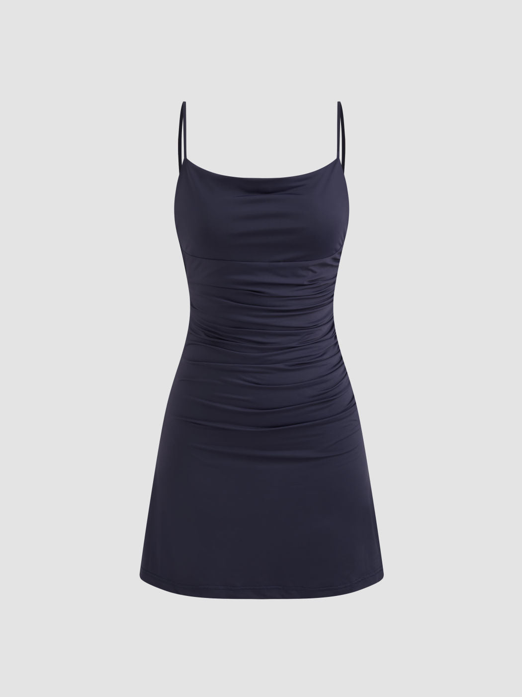 Square Neck Solid Ruched Lace Backless Mini Dress