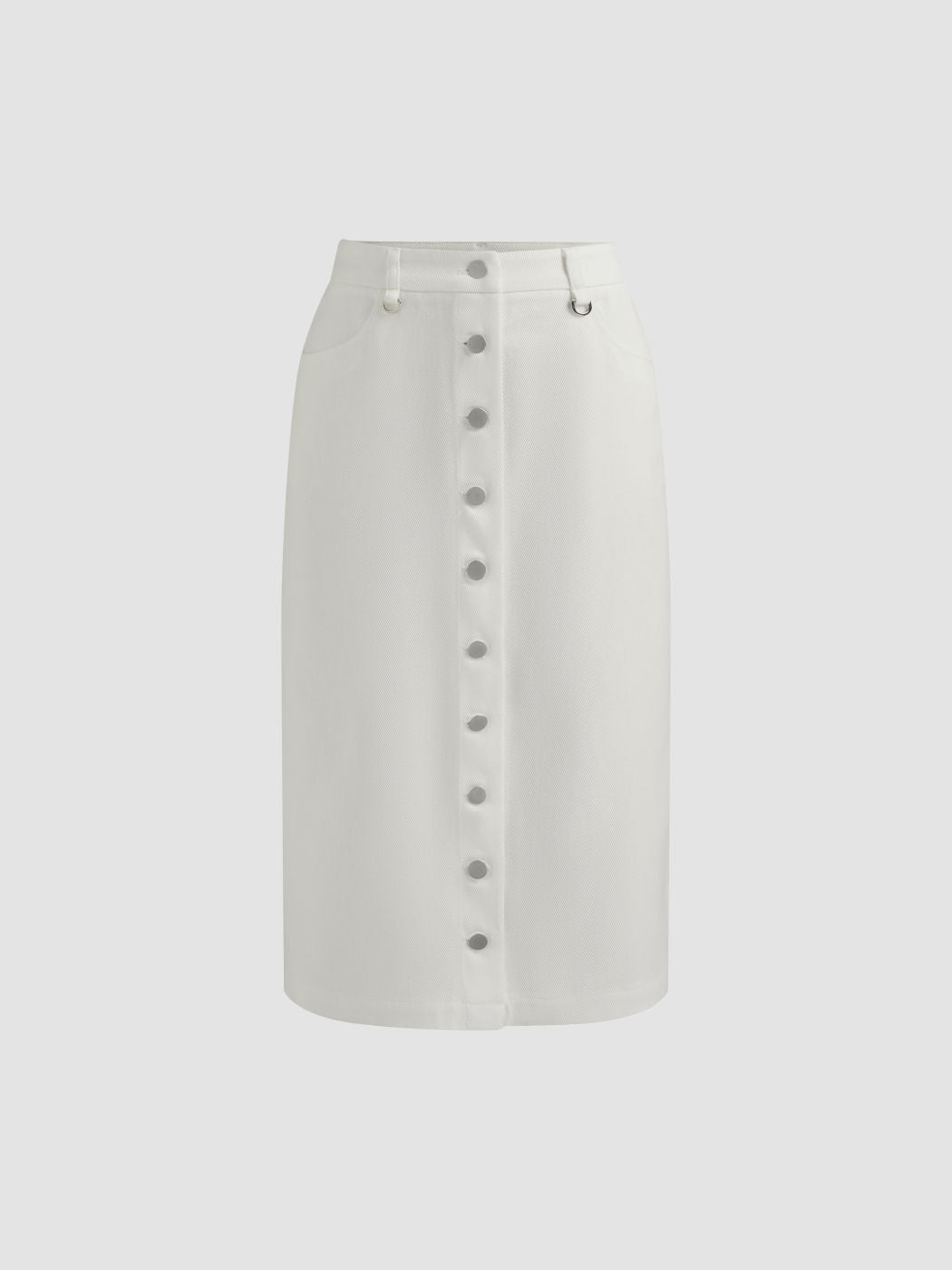 100% Cotton Mid Rise Solid Button Pocket Maxi Skirt