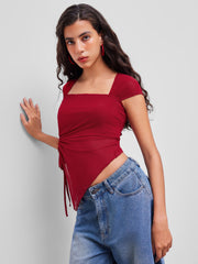 O-ring Asymmetrical Hem Crop Top