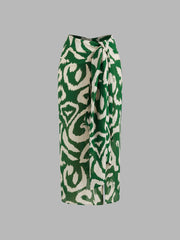Mid Rise Abstract Knotted Split Maxi Skirt