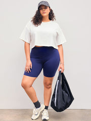 Round Neckline Oversized Crop Top Curve & Plus