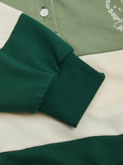 Cotton-blend Polo Striped Embroidery Sweatshirt