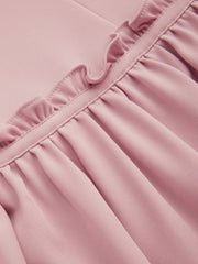 Sweetheart Neckline Solid Lettuce Trim Ruffle Mini Dress