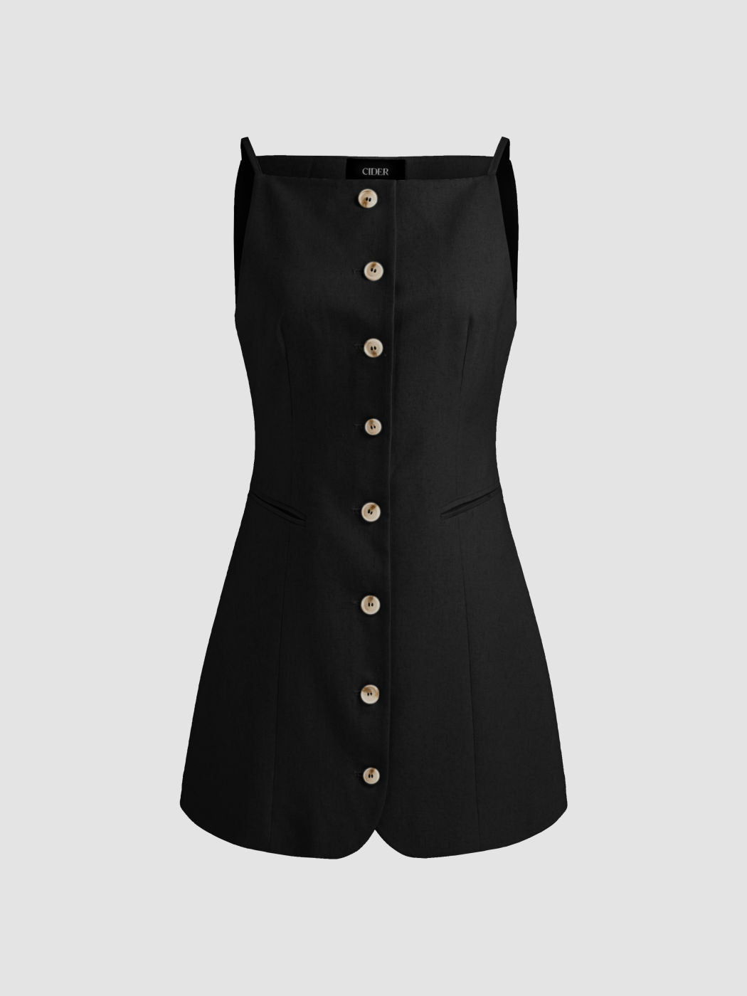 Linen-blend Solid Button Mini Dress