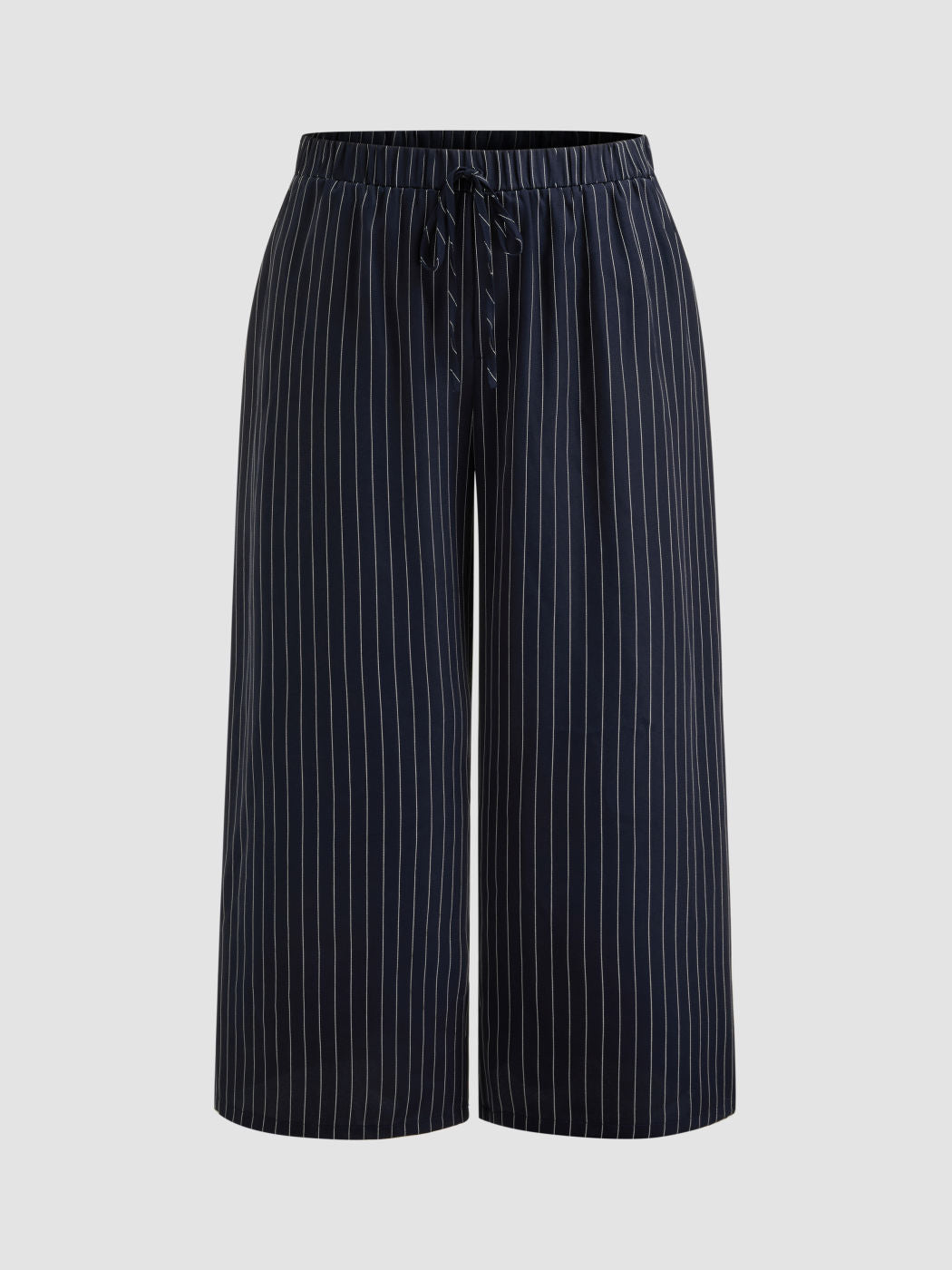 Mid Rise Striped Knotted Pocket Wide Leg Trousers Curve & Plus