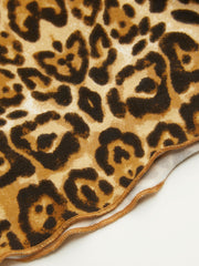 Boat Neckline Leopard Bowknot Crop Short Sleeve Tee