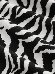 Collar Zebra Striped Long Sleeve Mini Dress