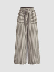 Seersucker & Striped Wide Leg Pant