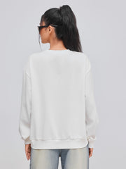 Terry Round Neckline Glasses Graphic Oversized Sweatshirt