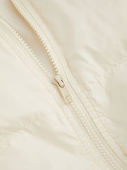 Stand Collar Solid Zipper Drawstring Pocket Puffer