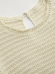 Knit Round Neckline Solid Ruffle Hem Cut Out Tank Top