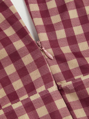 V-neck Check Mini Dress Curve & Plus