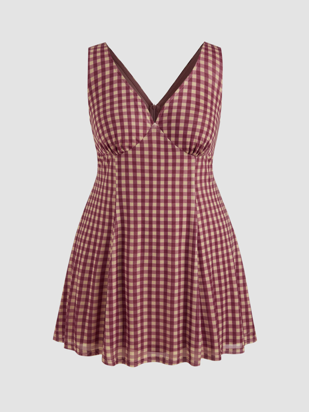 V-neck Check Mini Dress Curve & Plus