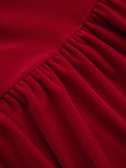 Velvet Tube Solid Bowknot Bubble Hem Mini Dress