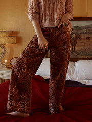 Mid Rise Wide Leg Leopard Jeans