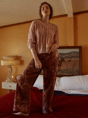 Mid Rise Wide Leg Leopard Jeans