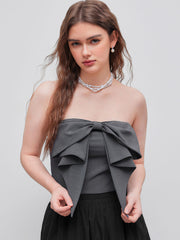 Solid Bowknot Tube Top
