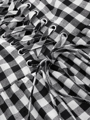 Cotton-blend Square Neck Gingham Maxi Dress