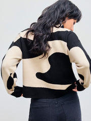 Stand Collar Zebra Stripe Long Sleeve Sweater