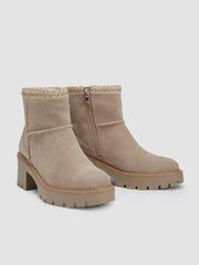 FAUX SUEDE CHUNKY HEEL ANKLE BOOTS