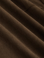 Corduroy Mid Rise Solid Pocket Barrel-leg Trousers