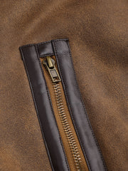 Faux Shearling Collar Pocket Zipper Jacket