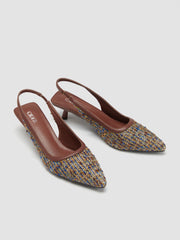 TWEED POINTED TOE SLINGBACK HEELS