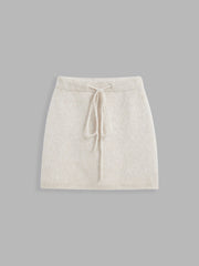 Wool-blend Mid Rise Knotted Knitted Mini Skirt