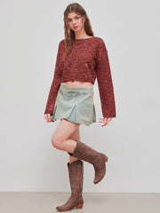 Wool-blend Round Neckline Knitted Long Sleeve Top