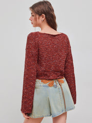 Wool-blend Round Neckline Knitted Long Sleeve Top