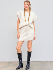 Wool-blend Mid Rise Knotted Knitted Mini Skirt