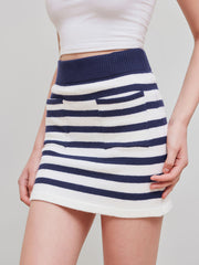 Knit Mid Rise Striped Pocket Mini Dress