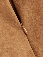 Suede Mid Rise Pleated Mini Skirt With Belt