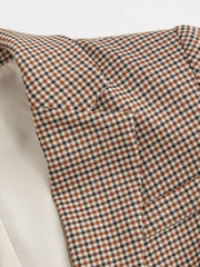 Notched Collar Houndstooth Tie Front Blazer
