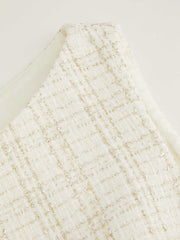 Tweed Boat Neck Zipper Ruffle Mini Dress