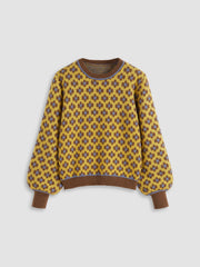 Knit Round Neck Floral Sweater
