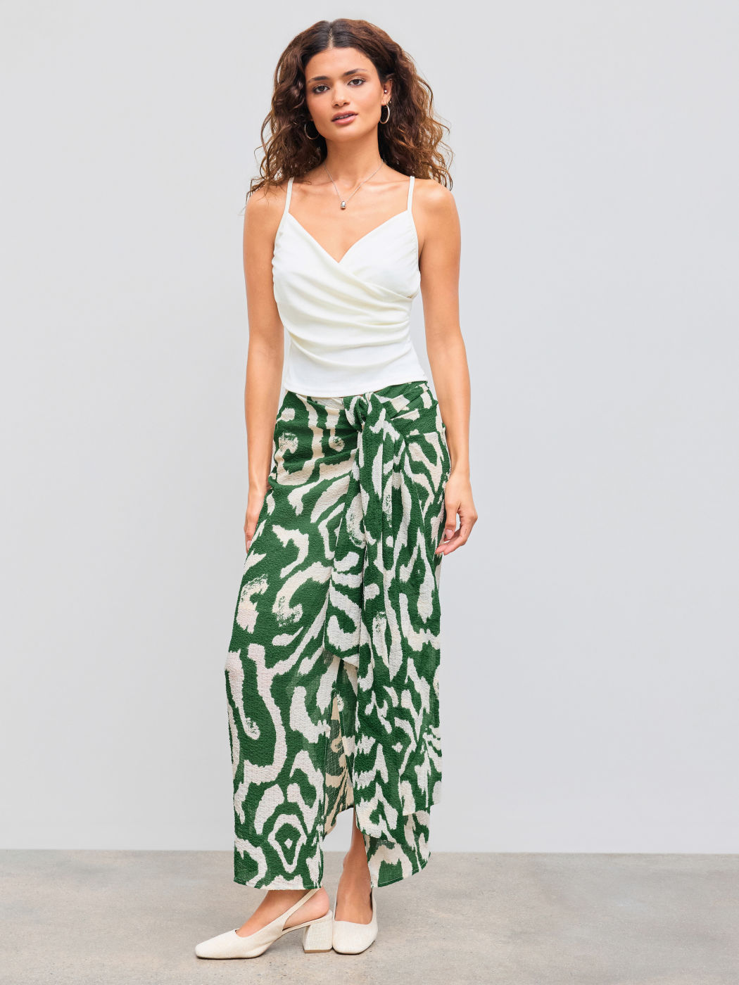 Mid Rise Abstract Knotted Split Maxi Skirt