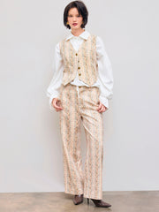 Mid Rise Aztec Straight Leg Trousers