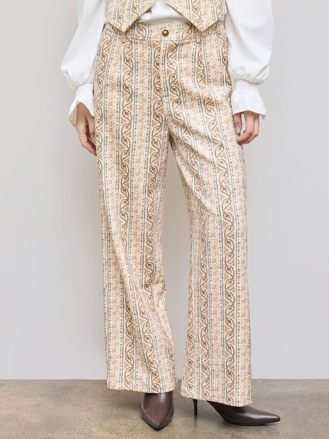 Mid Rise Aztec Straight Leg Trousers