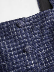 Tweed Square Neck Checks Split Tank Top