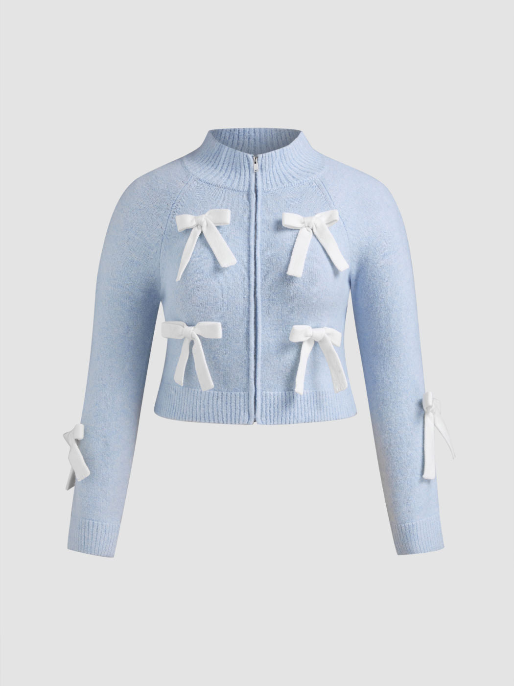 High Neck Bowknot Cardigan Curve & Plus