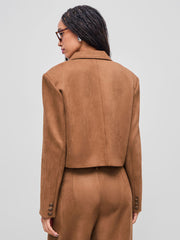 Suede Notched Collar Blazer