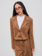 Suede Notched Collar Blazer