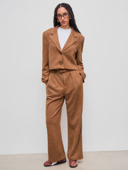 Suede Notched Collar Blazer
