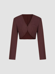 V-neck Hook Crop Blazer