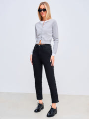 High Stretch Cider Denim Mid Rise Cropped Straight Leg Jeans