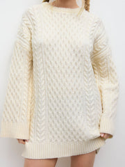 Cable Knit Round Neckline Mini Dress